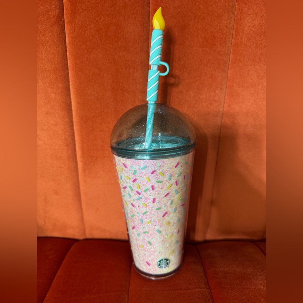 NWT Starbucks Glitter Confetti Frappuccino Dome Bday Candle Straw Topper Tumbler